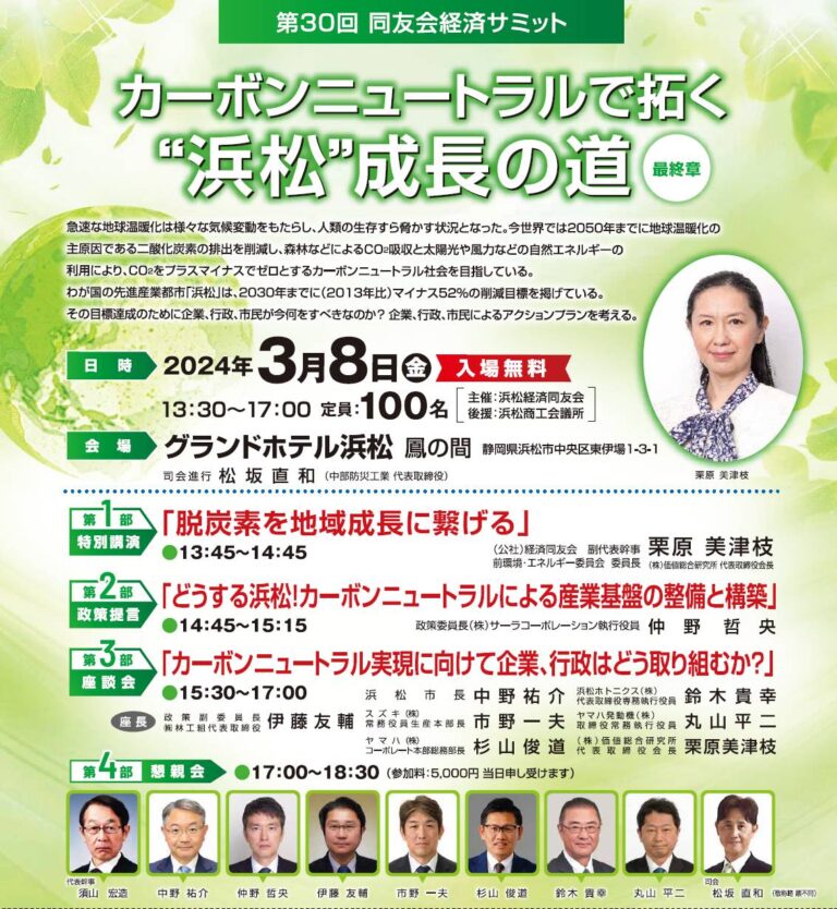 第30回同友会経済サミット カーボンニュートラルで拓く”浜松”成長の道
